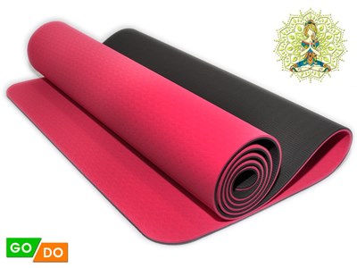 Коврик для йоги и фитнеса GO DO :TPE-6MM  (Красно-черный - К+Ч) - фото 1060284061