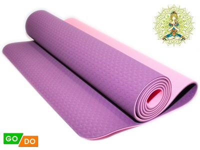 Коврик для йоги и фитнеса GO DO :TPE-6MM  (Фиолетово-розовый - Ф+Ф) - фото 1060284064