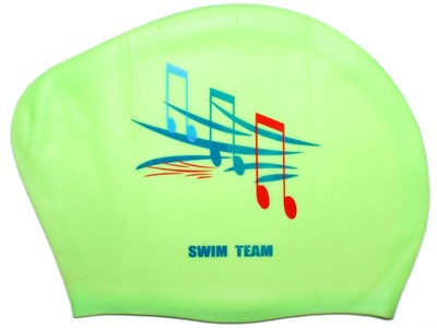 Шапочка для плавания для длинных волос SWIM TEAM ноты: KW-N  (Салатовый) - фото 1060286669