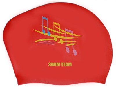 Шапочка для плавания для длинных волос SWIM TEAM ноты: KW-N  (Красный) - фото 1060286672