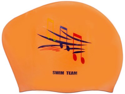 Шапочка для плавания для длинных волос SWIM TEAM ноты: KW-N  (Оранжевый) - фото 1060286675