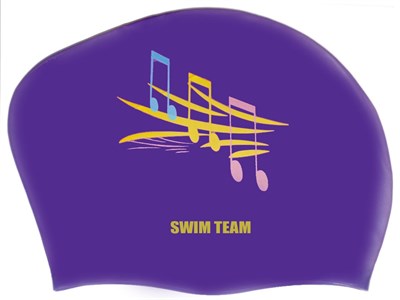 Шапочка для плавания для длинных волос SWIM TEAM ноты: KW-N  (Синий) - фото 1060286676