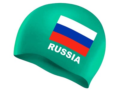 Шапочка для плавания SPRINTER. Классический дизайн с изображением флага России.  (Зелёный) - фото 1060286879