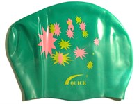 Шапочка для плавания для длинных волос SWIM TEAM ноты: KW-N  (Зелёный)