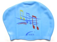 Шапочка для плавания для длинных волос SWIM TEAM ноты: KW-N  (Голубой)