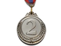 Медаль спортивная с лентой 2 место d - 6,5 см :PF-2