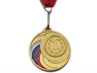 Медаль спортивная с лентой 1 место d - 5 см :1503-1