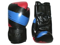 Перчатки боксёрские 14 oz: ZTTY-3G-14-Ч Цвет - чёрный с синими и красными вставками.