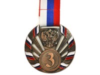 Медаль спортивная с лентой 3 место d - 6,5 см :1804-3