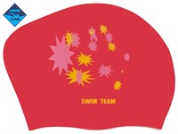 Шапочка для плавания для длинных волос SWIM TEAM звёзды: KW-S  (Красный)