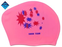 Шапочка для плавания для длинных волос SWIM TEAM звёзды: KW-S  (Розовый)