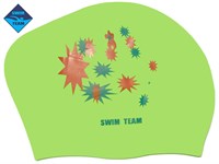 Шапочка для плавания для длинных волос SWIM TEAM звёзды: KW-S  (Салатовый)