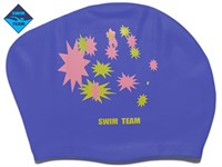 Шапочка для плавания для длинных волос SWIM TEAM звёзды: KW-S  (Синий)