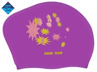 Шапочка для плавания для длинных волос SWIM TEAM звёзды: KW-S  (Фиолетовый)